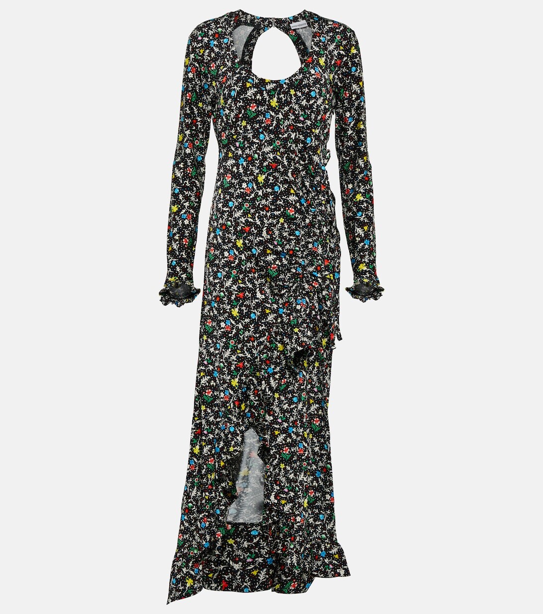 

Платье миди с запахом и принтом PACO RABANNE, черный