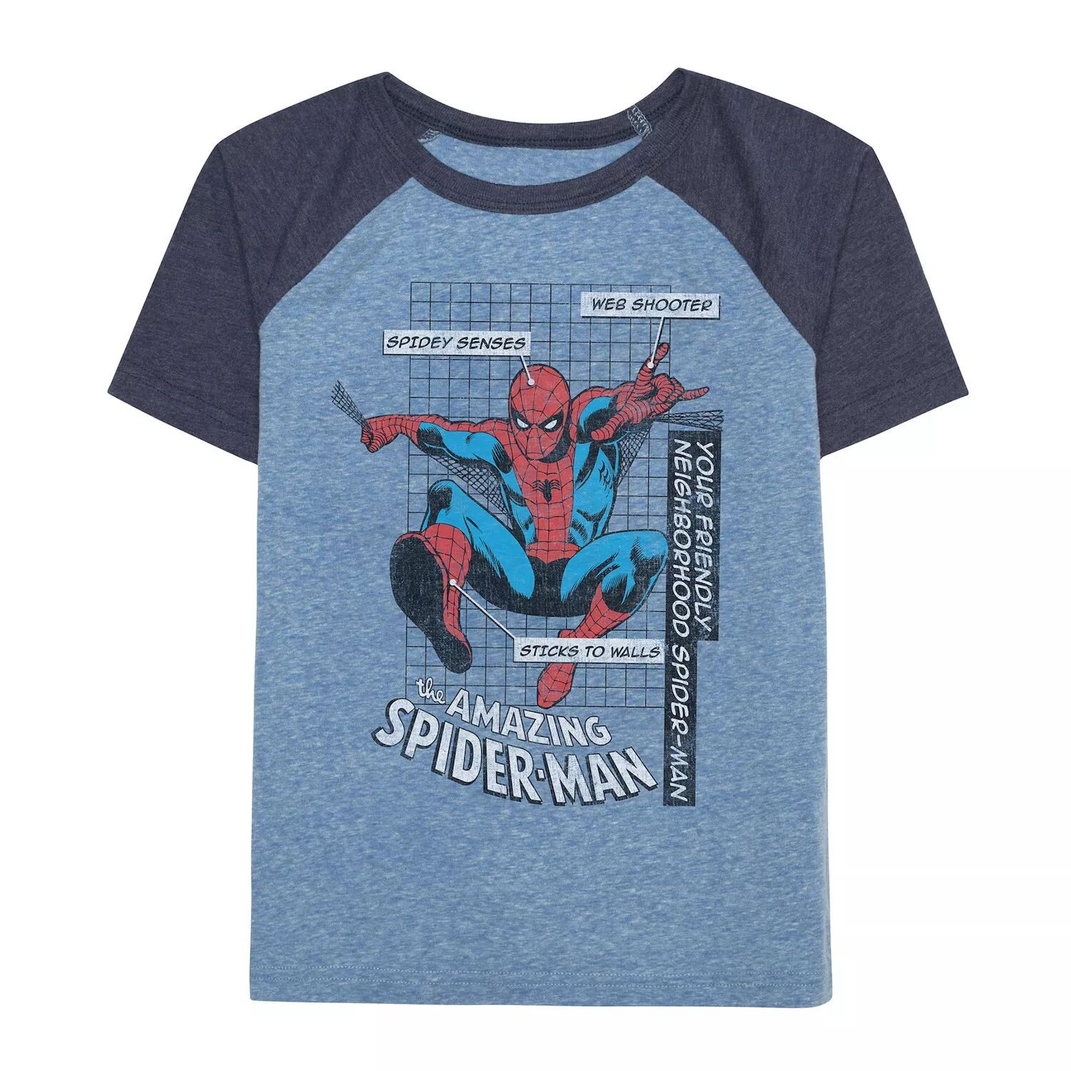 

Футболка Jumping Beans Marvel Spider-Man Old School с короткими рукавами реглан и графическим рисунком для мальчиков 4–12 лет Jumping Beans