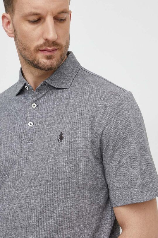 

Поло с оттенком льна Polo Ralph Lauren, серый