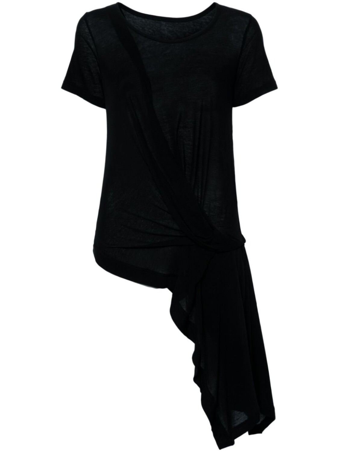 

Асимметричная футболка с драпировкой Yohji Yamamoto, черный