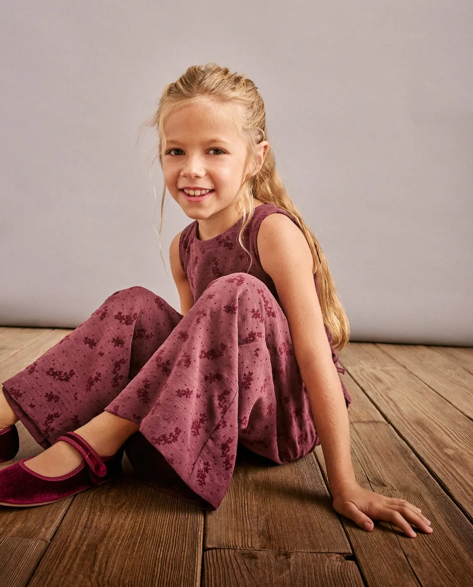 

Девчачий комбинезон из флокированного крепа с фантазийным узором Coconut El Corte Inglés, сливовый