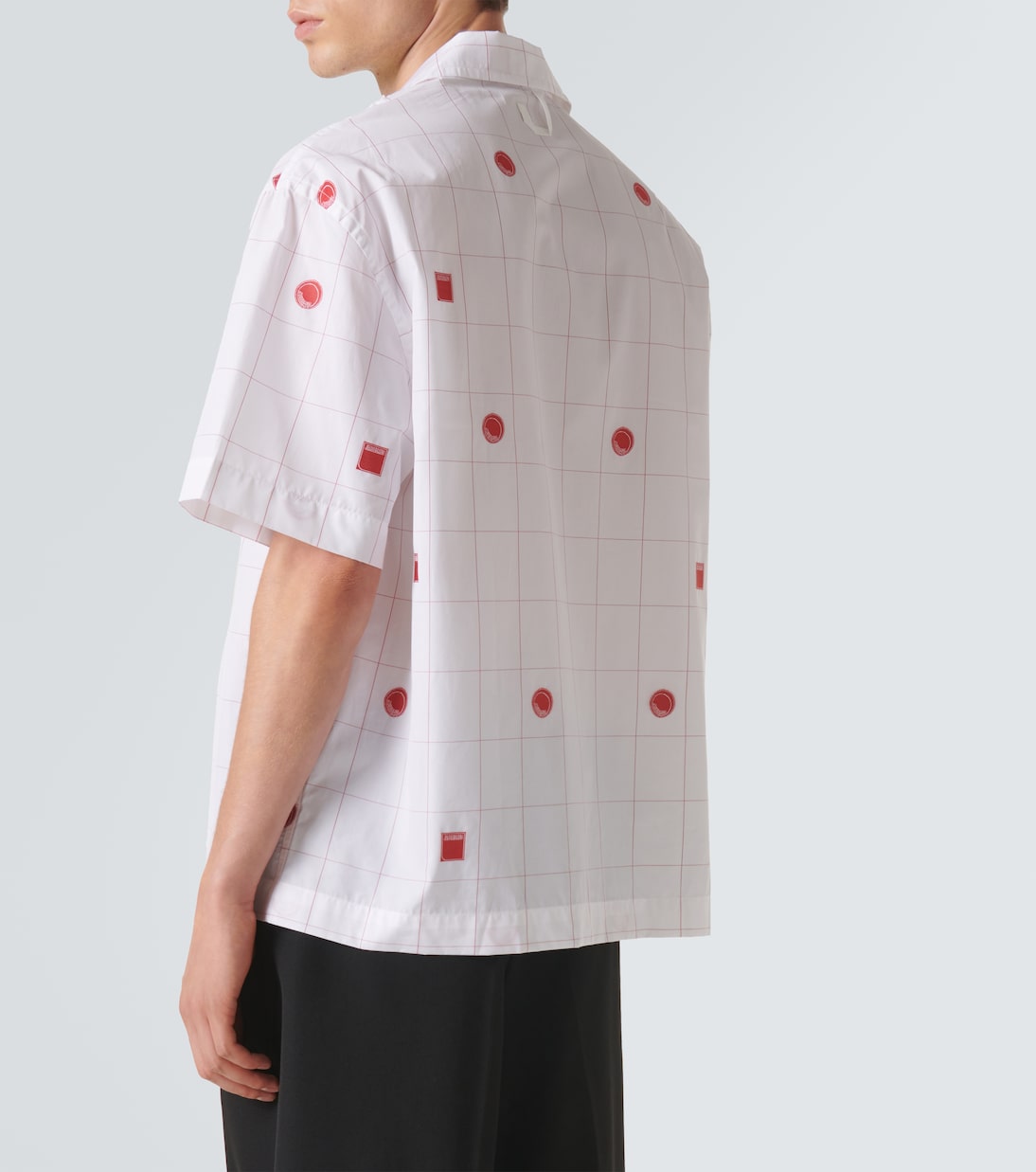 Рубашка для боулинга из хлопкового жаккарда в клетку Jacquemus, Jacqd Lab Check Red White — фото 4