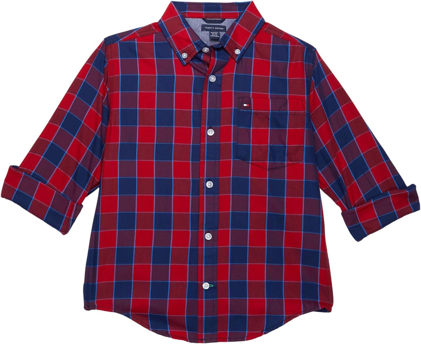 

Рубашка Tommy Hilfiger Checker Plainweave Button-Down Plaid Shirt, цвет Scarlet Sage