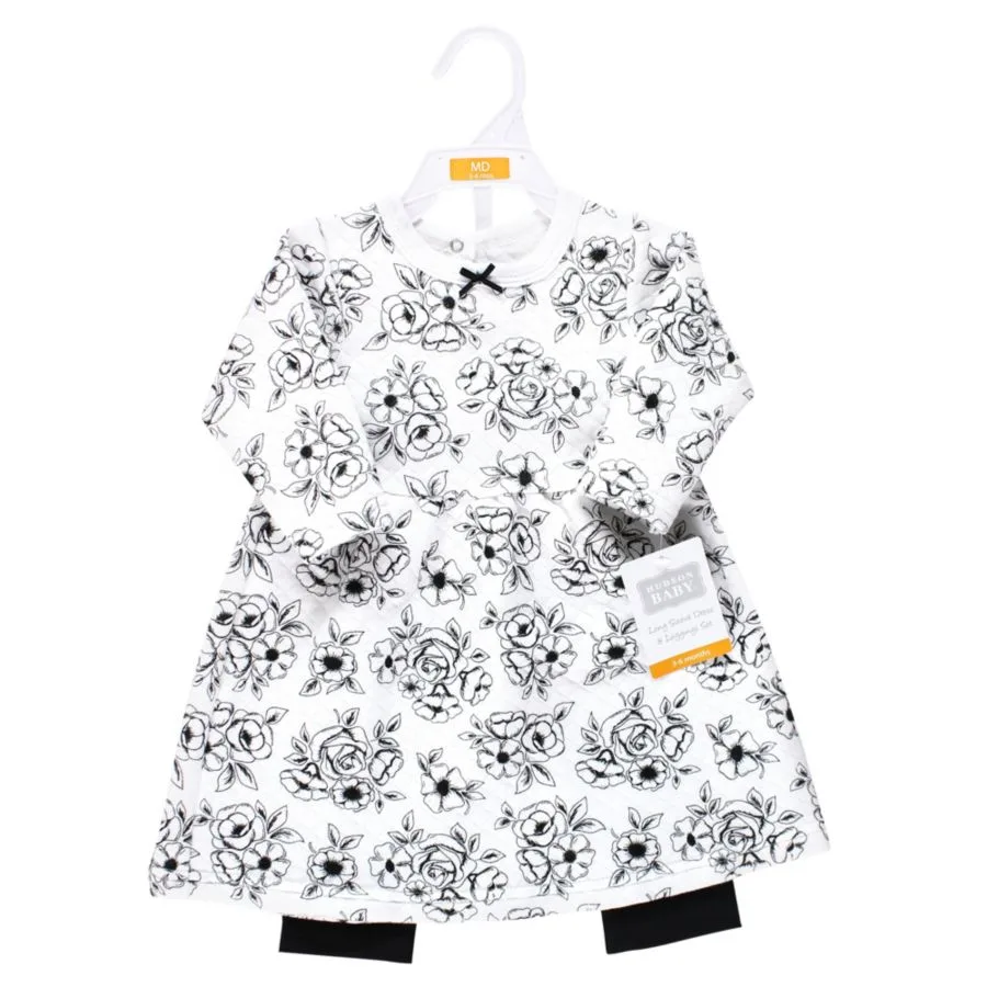 Стеганое хлопковое платье и леггинсы Hudson Baby, черный toile — фото 2