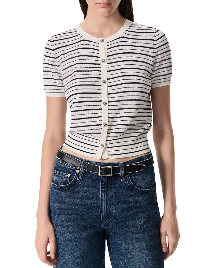 

Кардиган с короткими рукавами Dina Stripe rag & bone, слоновая кость/кремовый