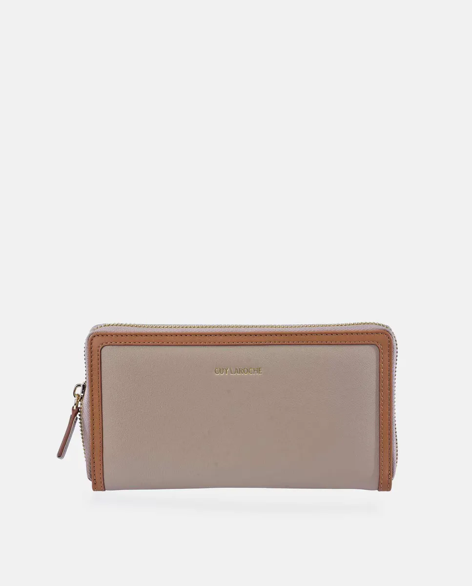 

Большой женский кошелек-кошелек Guy Laroche из кожи фуксии, бежевый