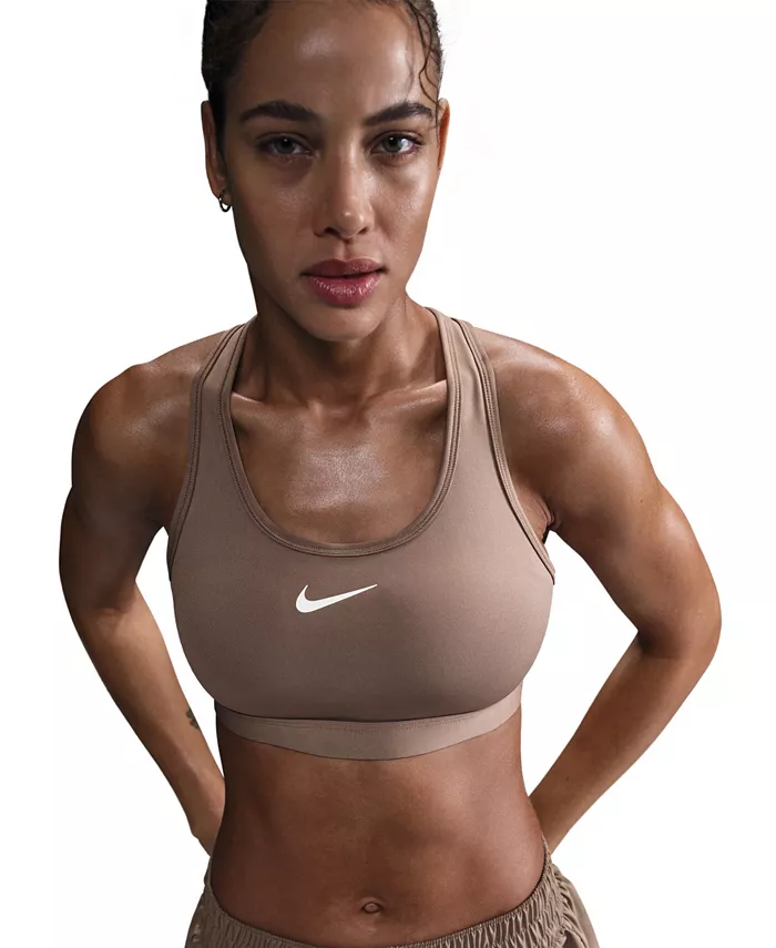 

Женский спортивный бюстгальтер с мягкой подкладкой Swoosh Nike, коричневый