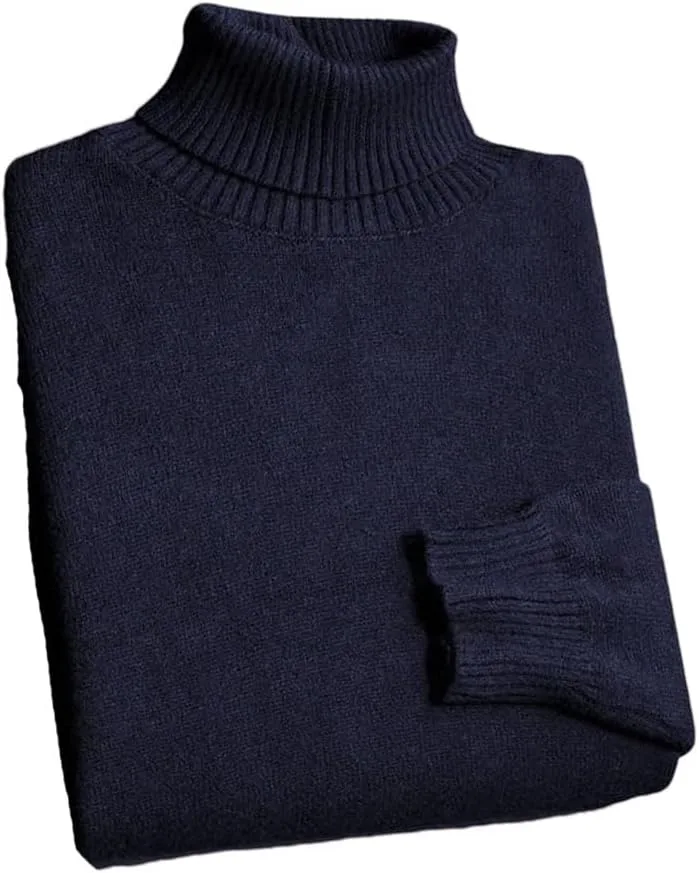 Мужской вязаный свитер с воротником-стойкой Slim Fit