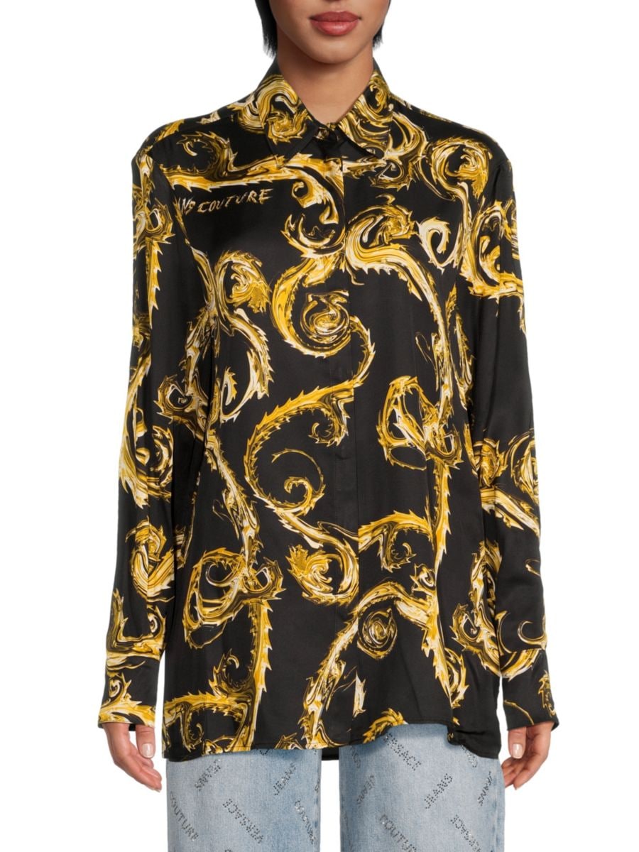 

Рубашка в стиле барокко Versace Jeans Couture, черный