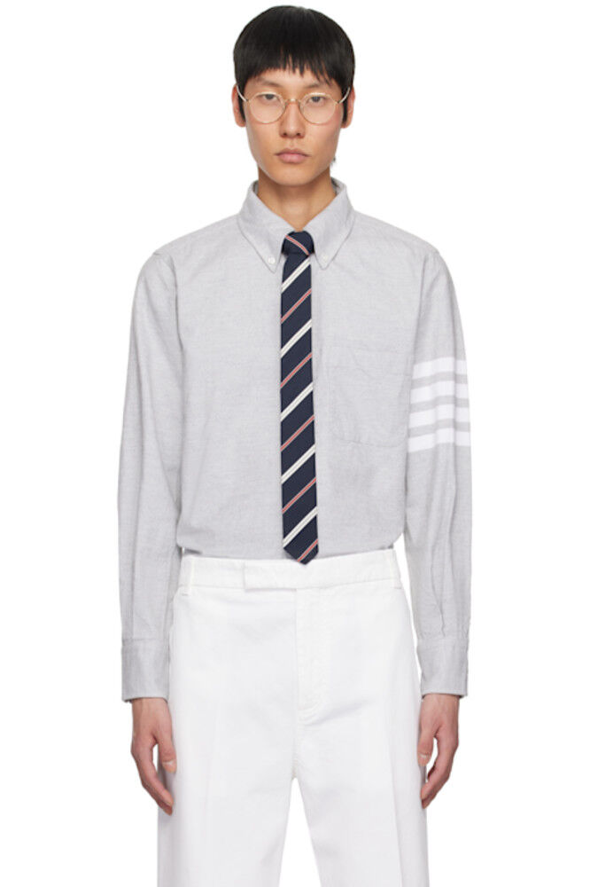 

Рубашка из серой фланели с четырьмя полосками Thom Browne