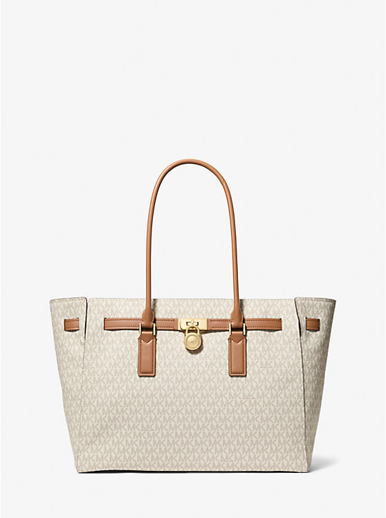 

Большая сумка-шоппер Hamilton Moderne с фирменным логотипом Michael Kors, Vanilla/Acorn