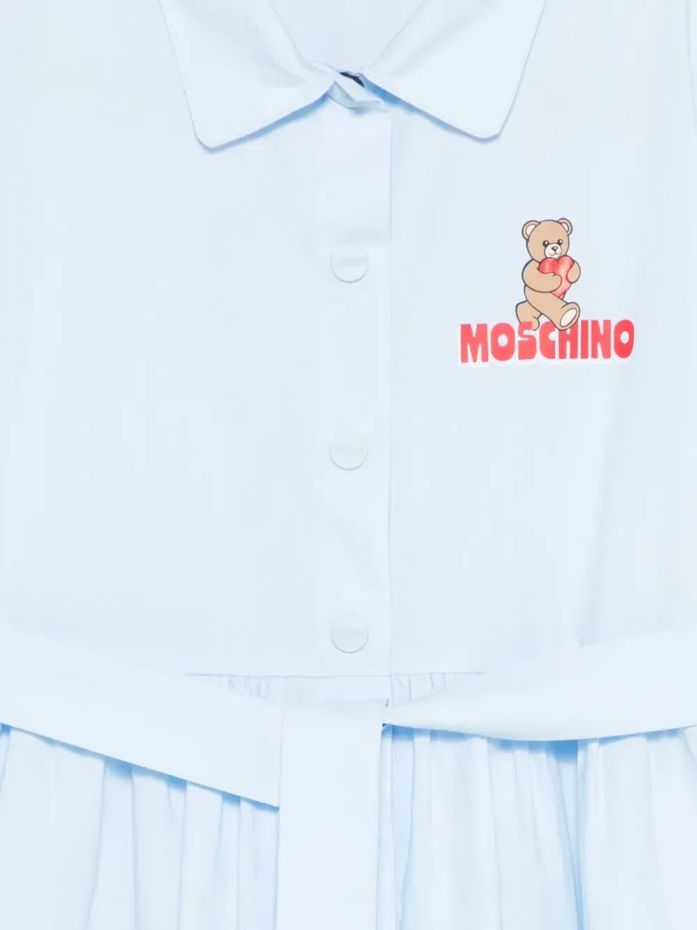 Платье с принтом мишек и поясом Moschino Kids, синий — фото 3