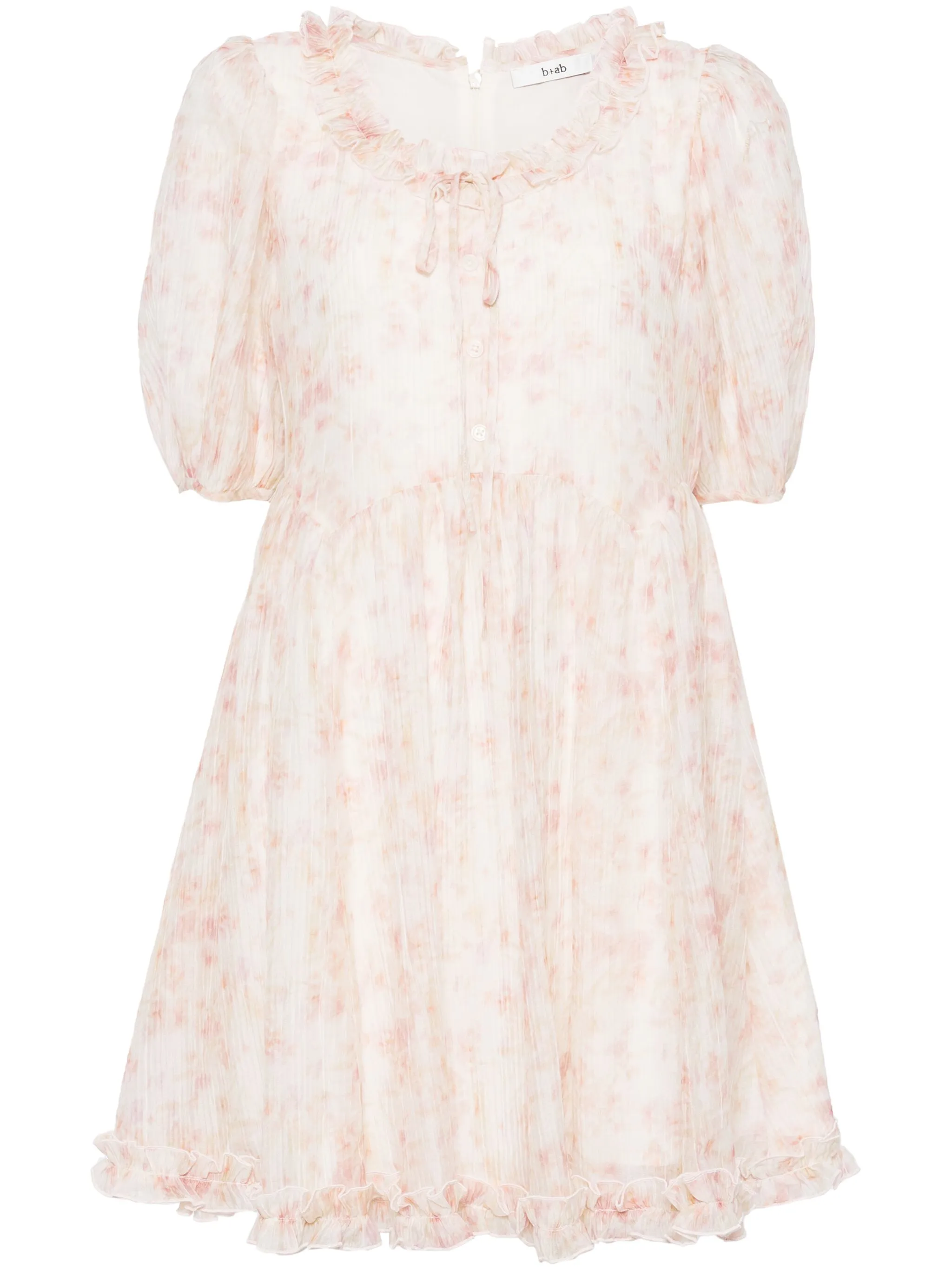 

Плиссированное платье мини с принтом тай-дай B+Ab, розовый