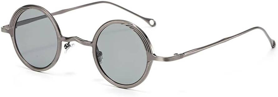 

Металлические маленькие круглые панк-солнцезащитные очки для мужчин и женщин, прозрачно-голубые, UV400, для занятий спортом на открытом воздухе и верховой езды UYPTK, Gun Light Gray
