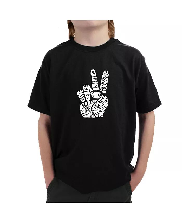 

Футболка с надписью Big Boy's Word Art - PEACE FINGERS LA Pop Art, черный