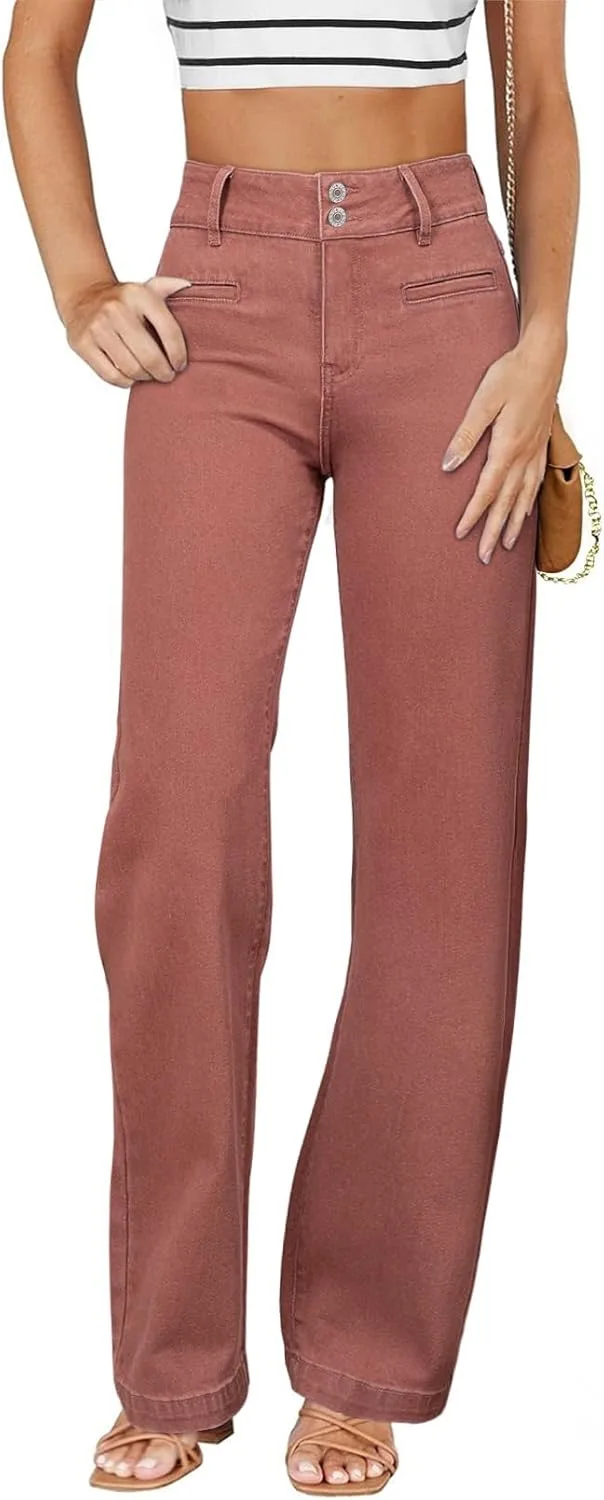 

Sidefeel Женские джинсы High Waisted Straight Leg Stretchy