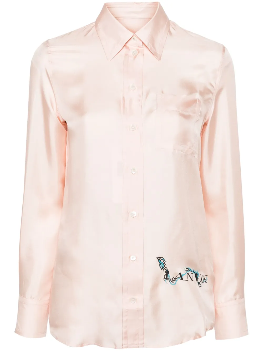 

Шелковая рубашка с логотипом Lanvin, розовый