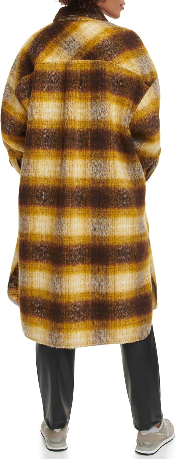 Женская длинная клетчатая фланелевая куртка Levi's, Yellow Plaid — фото 3