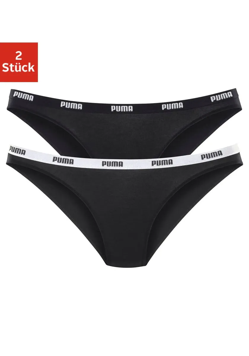 

Трусики бикини PUMA "Iconic" (2 шт. в упаковке), с узкими ткаными манжетами с логотипом, черный
