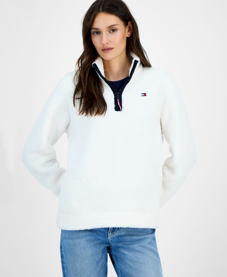 

Женская куртка на молнии до середины груди из искусственной шерпы Tommy Hilfiger, Soft Ivory