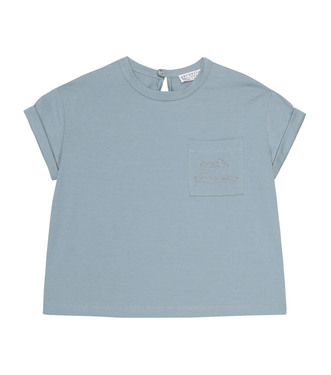 

Хлопковая футболка с вышивкой Brunello Cucinelli, синий