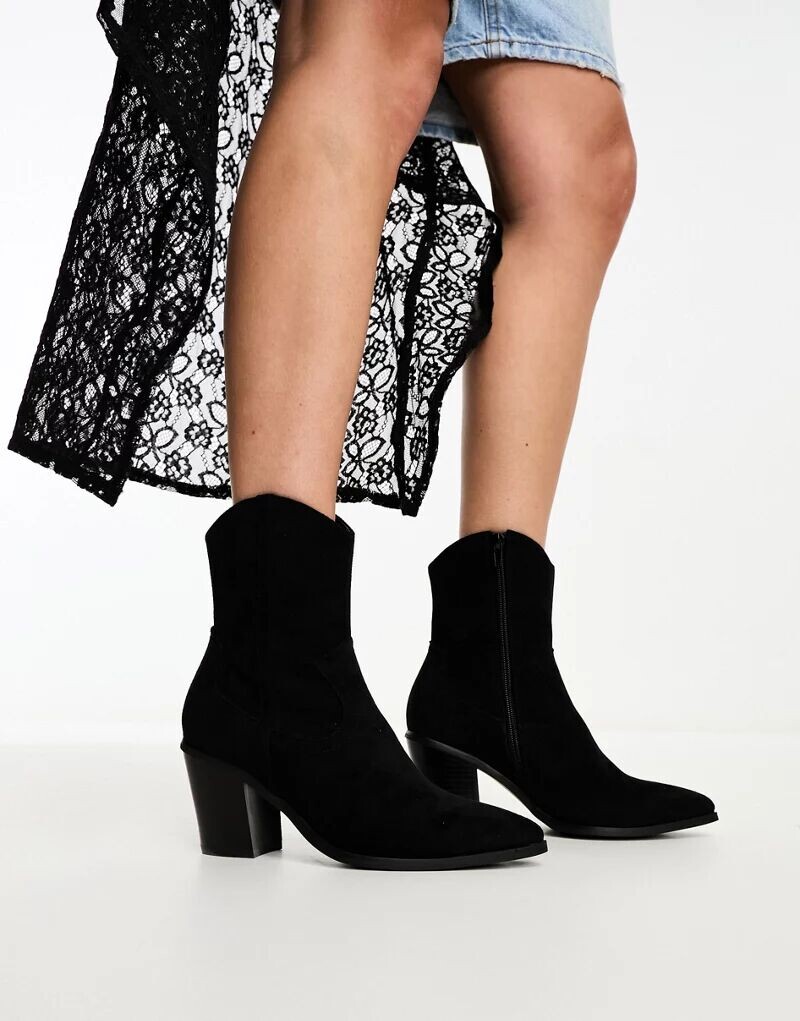 Черные ковбойские ботинки на каблуке ASOS Rational