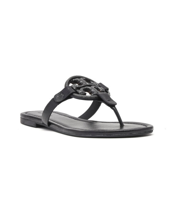 Шлепанцы кожаные Tory Burch Miller Pave, черный
