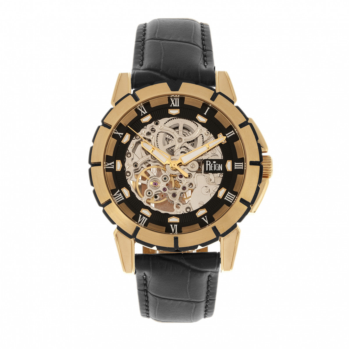 

Часы Philippe Automatic Skeleton с кожаным ремешком Reign, золотой