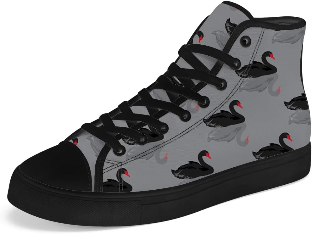 

Кеды Chebing с принтом лебедя для мужчин и женщин, высокие, на шнуровке, повседневные, черный