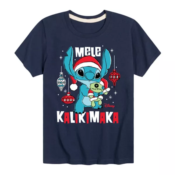 

Футболка с рисунком Lilo & Stitch для мальчиков 8–20 лет mele kalikimaka Disney, синий
