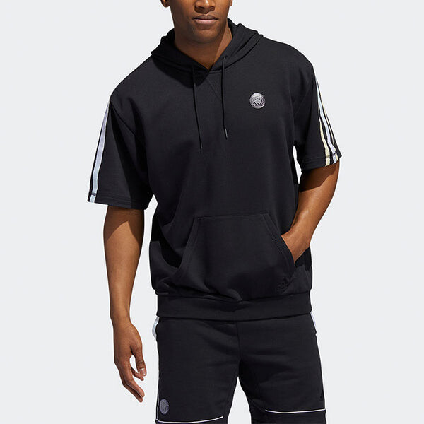 Футболка dm ss hoodle casual breathable basketball hooded sports short sleeve black Adidas, черный — фото 2