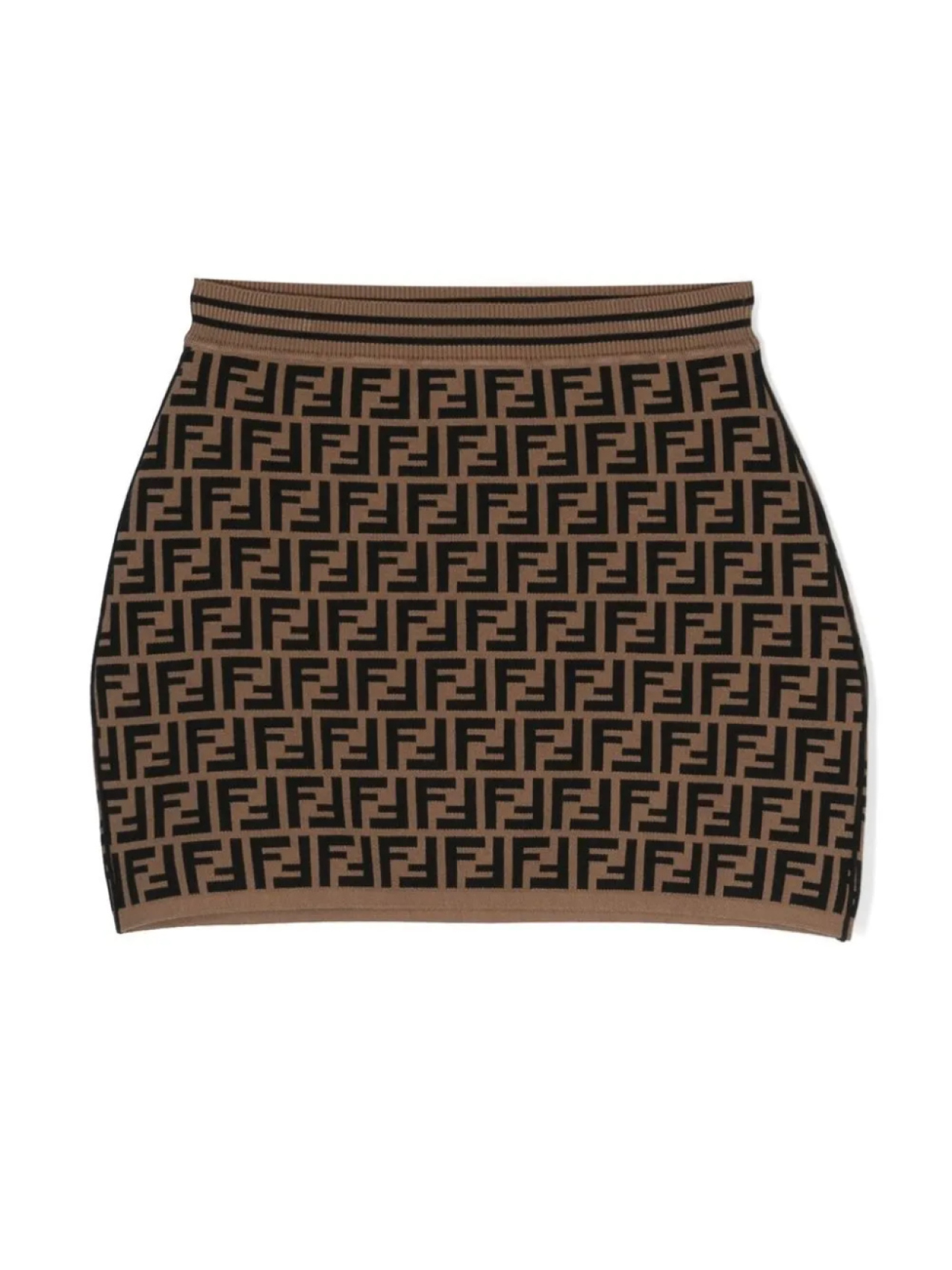 

Трикотажная мини-юбка с логотипом FF Fendi Kids, коричневый