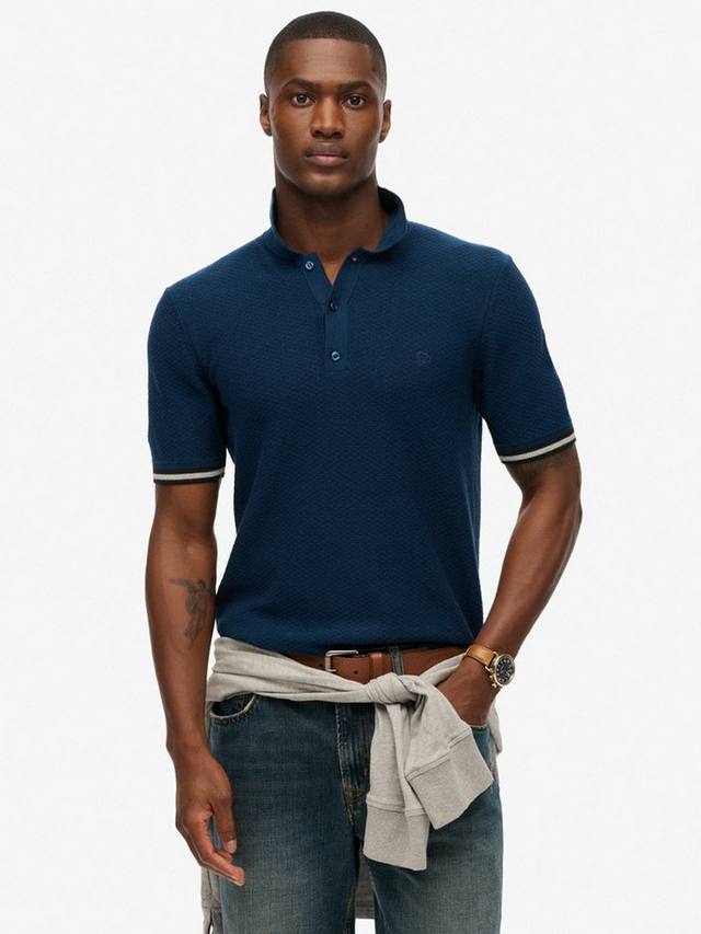 

Хлопковая поло с коротким рукавом Regular Fit и вязаной текстурой Superdry, Faded Navy