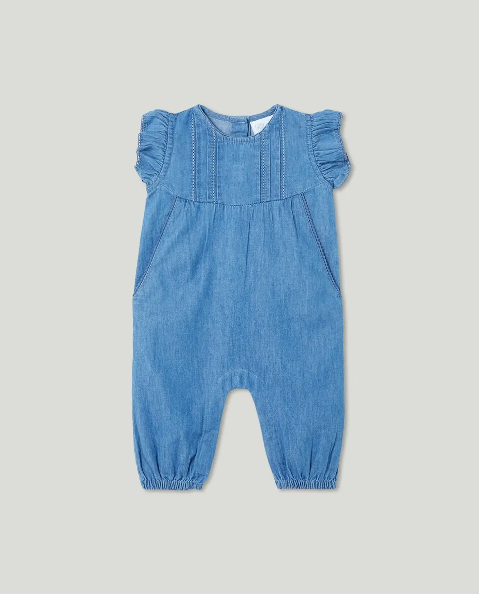 

Длинное платье с оборкой на рукаве для девочки Baby El Corte Inglés, синий