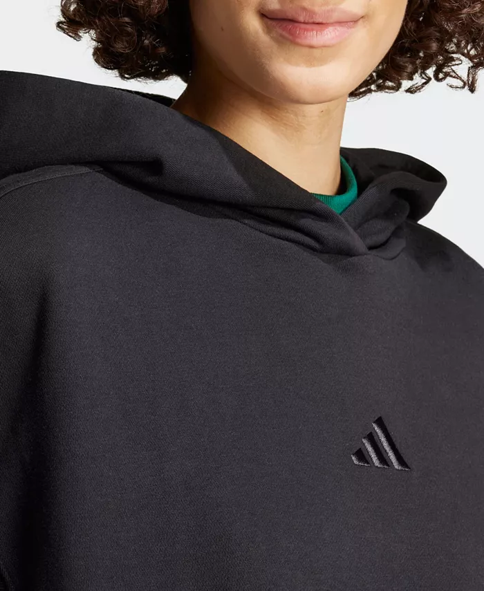 Женская флисовая толстовка бойфренда SZN adidas, черный — фото 4