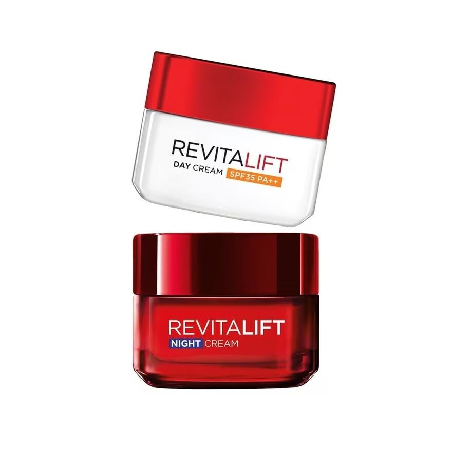 

L'Oreal Paris Revitalift Увлажняющий дневной крем SPF35 PA++ Против морщин+Сияние 50 мл.+L'Oreal Paris Revitalift Ночной крем против морщин+Укрепляющий 50 мл, NULL