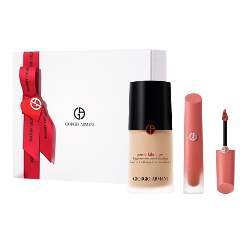 

AMANI Box жидкая тональная основа жидкая помада наборы макияжа легко растушевывается натуральный 4мл+30мл GIORGIO ARMANI