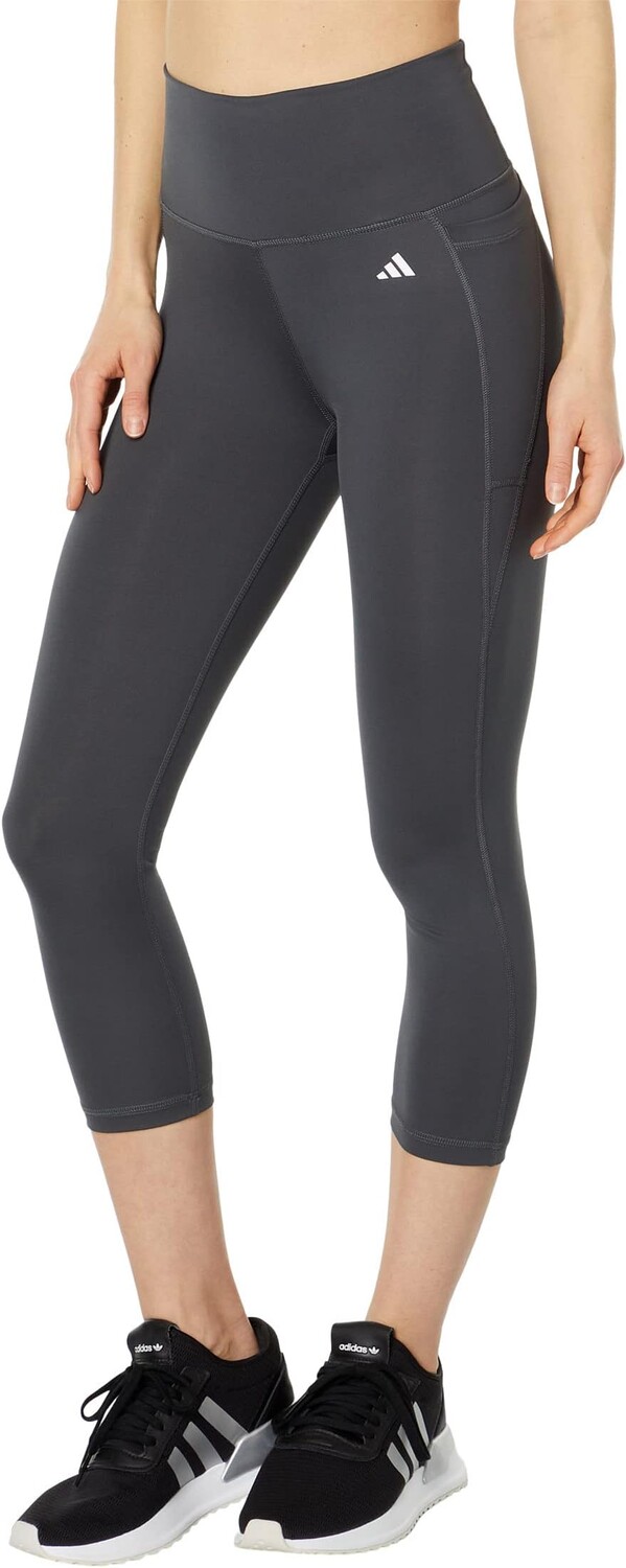 

Брюки adidas Optime Stash Pocket High-Waisted 3/4 Tights, серый