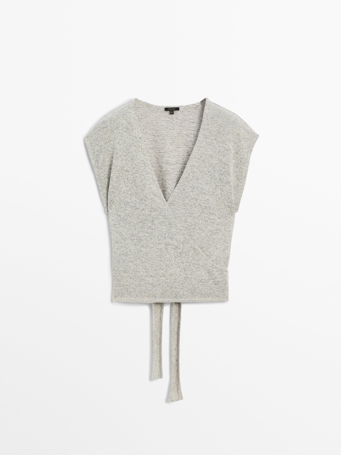 

Топ из смесового хлопка с завязанным поясом Massimo Dutti, серебряный, Серебристый, Топ из смесового хлопка с завязанным поясом Massimo Dutti, серебряный