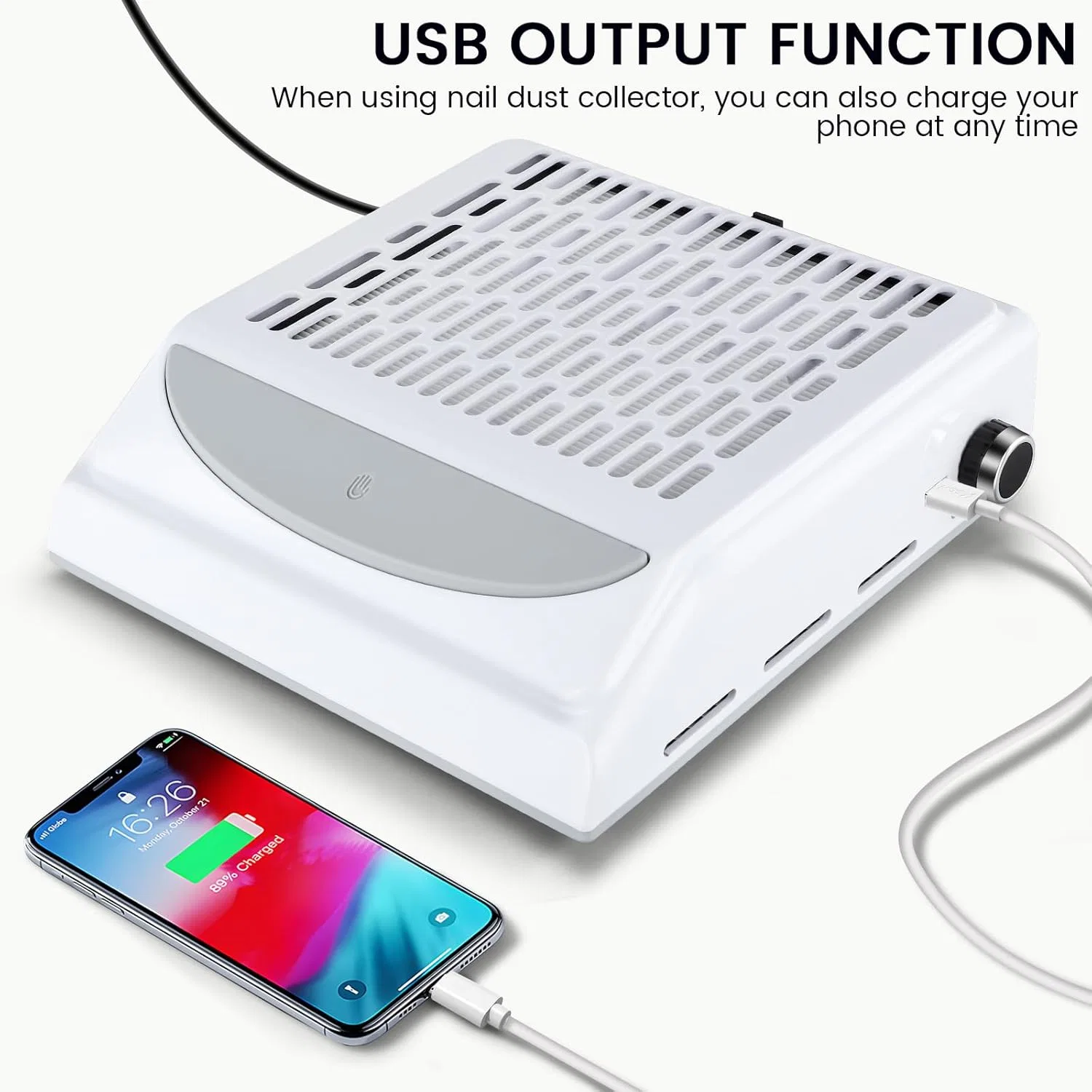 Пылесборник для ногтей 100 Вт с USB-интерфейсом (белый) ‎Vusddy — фото 4