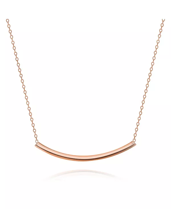 

Минималистичное изящное ожерелье с тонкой горизонтальной круглой трубкой, изогнутой в форме стержня, из стерлингового серебра Bling Jewelry, rose