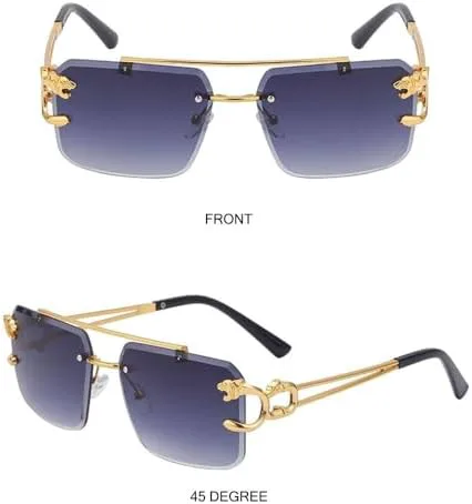 

Ретро солнцезащитные очки без оправы в стиле стимпанк, металлические солнцезащитные очки без оправы, модные очки с защитой от УФ-излучения UV400 MTZJH, Black