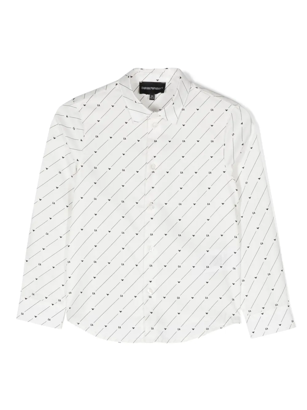 

Полосатая рубашка с логотипом Emporio Armani Kids, белый