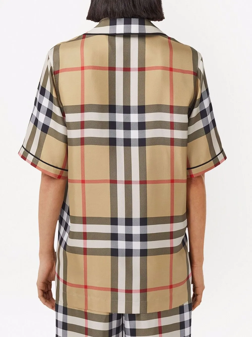 Шелковая рубашка Burberry Vintage Check, клетка, нейтральный — фото 4