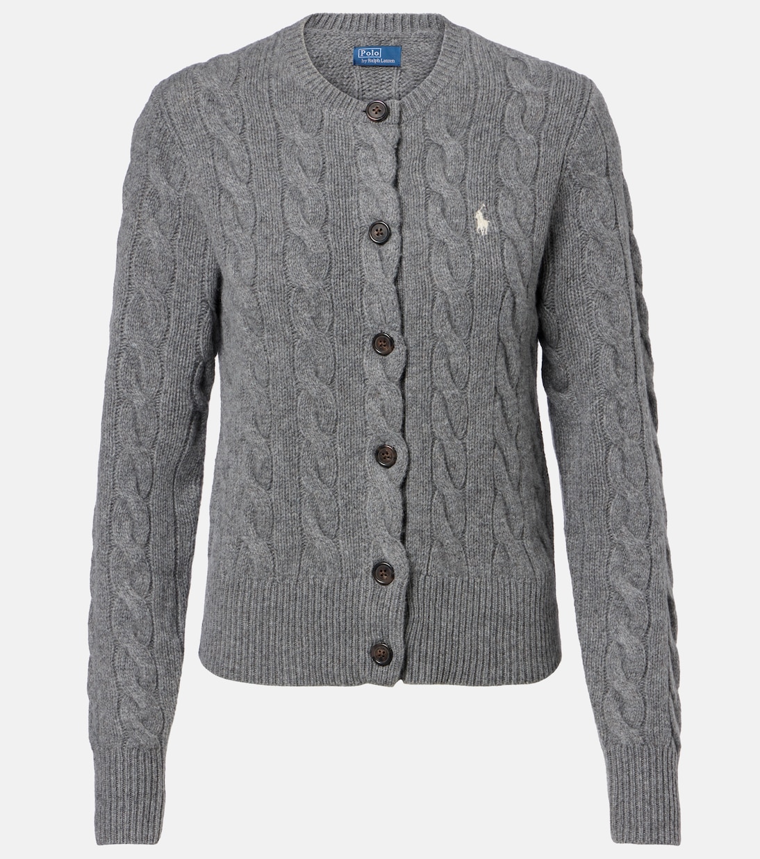 

Кардиган из шерсти и кашемира с узором «косичка» Polo Ralph Lauren, Battalion Grey Heather