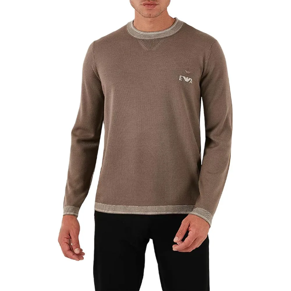 Свитер мужской Light Umber с круглым вырезом Moderate Others EMPORIO ARMANI, светло-umber — фото 4