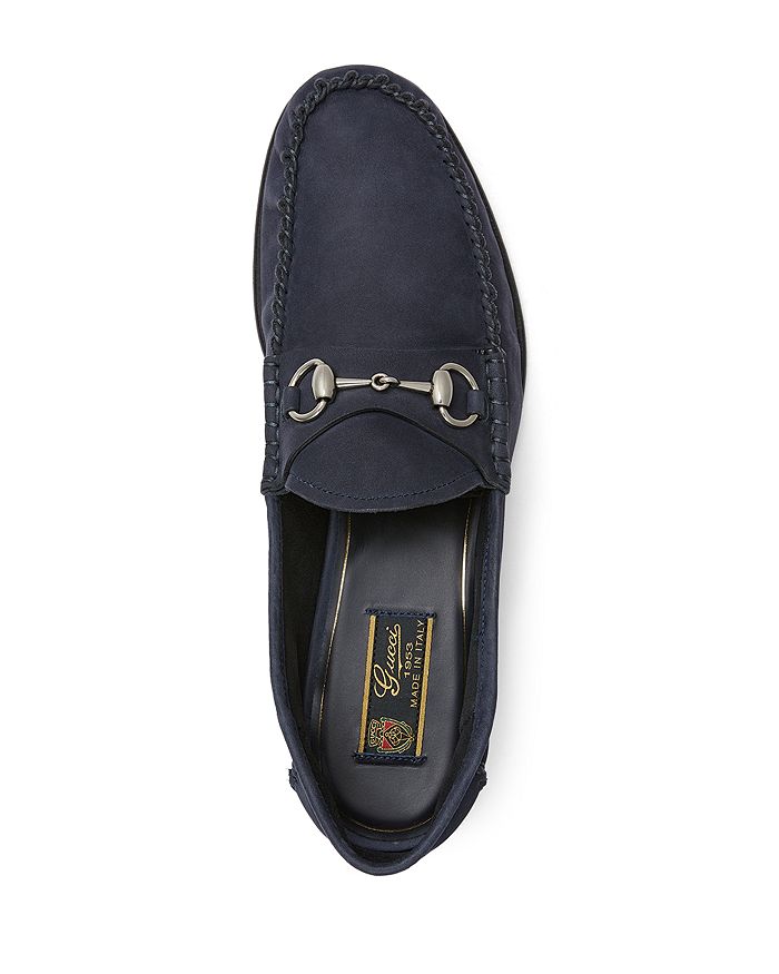 Мужские мокасины из замши с подковкой Gucci, синий — фото 3