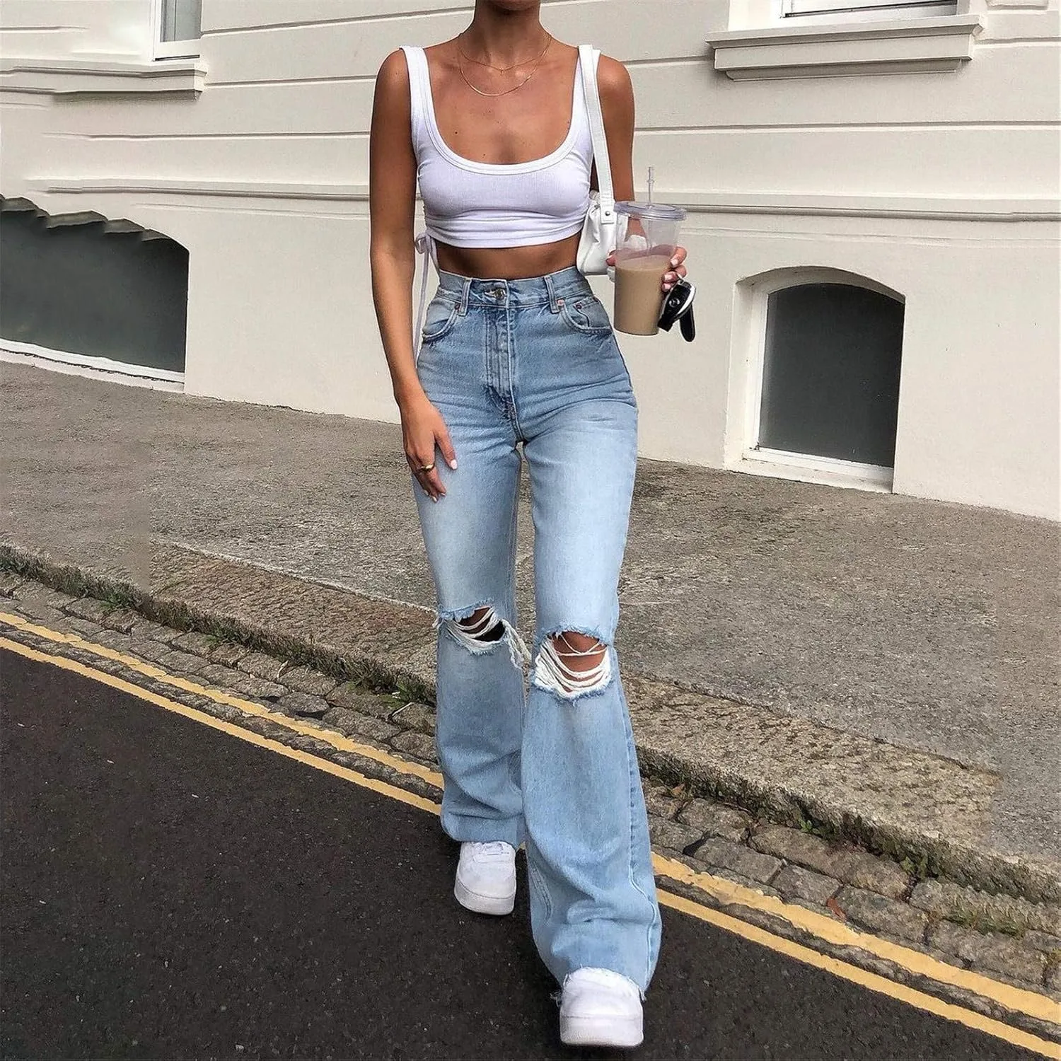 Женские рваные джинсы Baggy High Waist Bootcut — фото 2