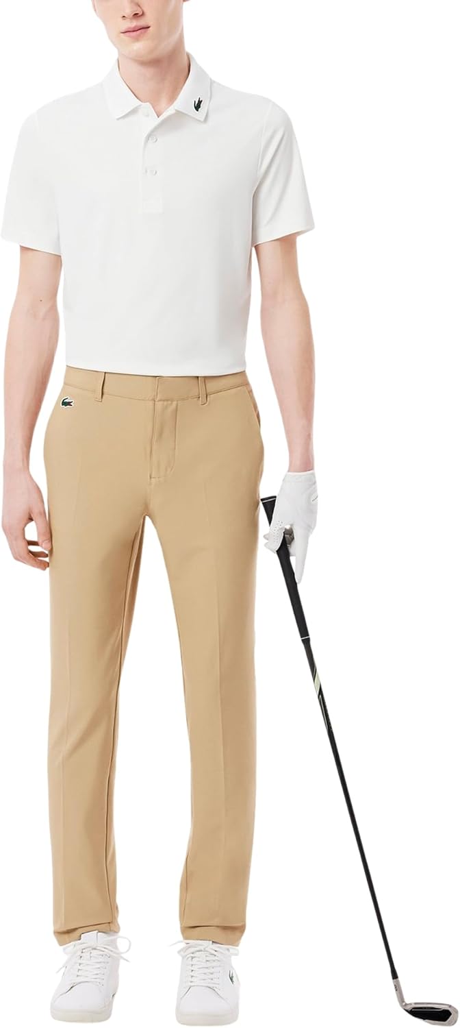 Мужская спортивная поло Lacoste Regular Fit с защитой от ультрафиолета для гольфа, White — фото 4