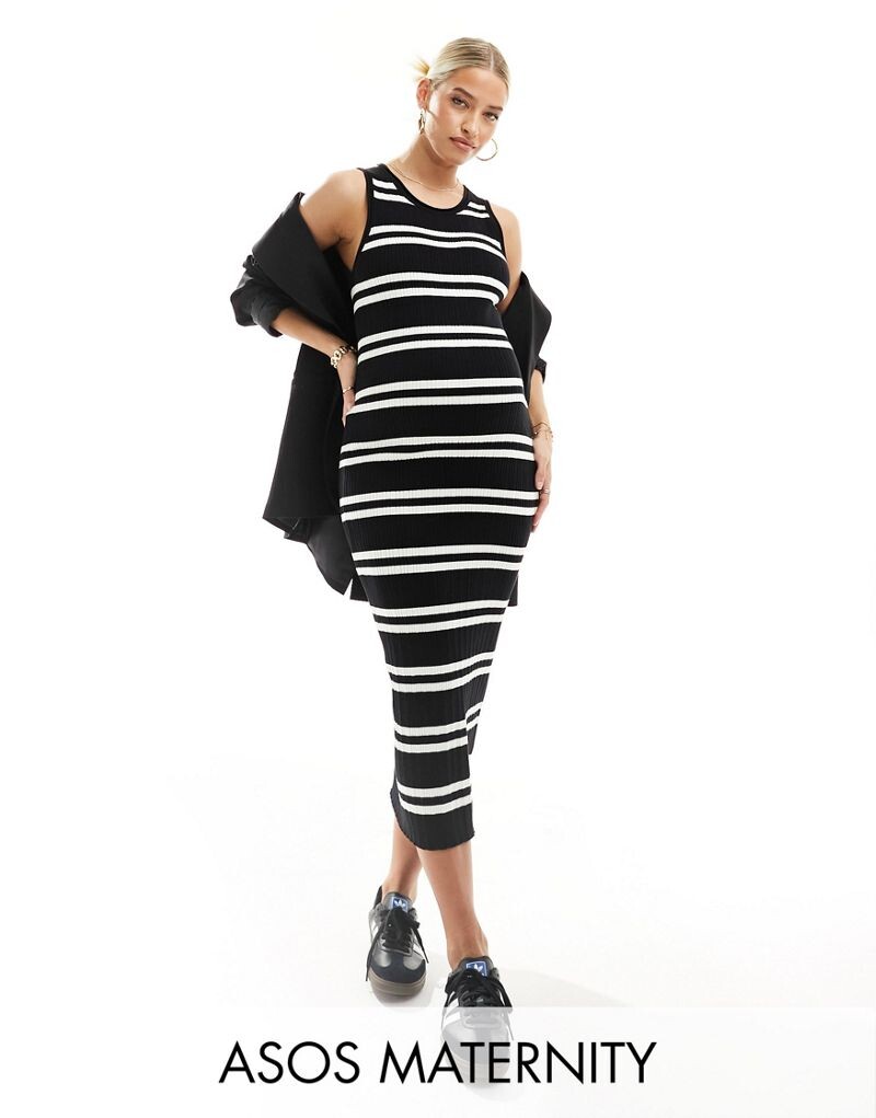 

Трикотажное платье мидакси в полоску ASOS DESIGN Maternity
